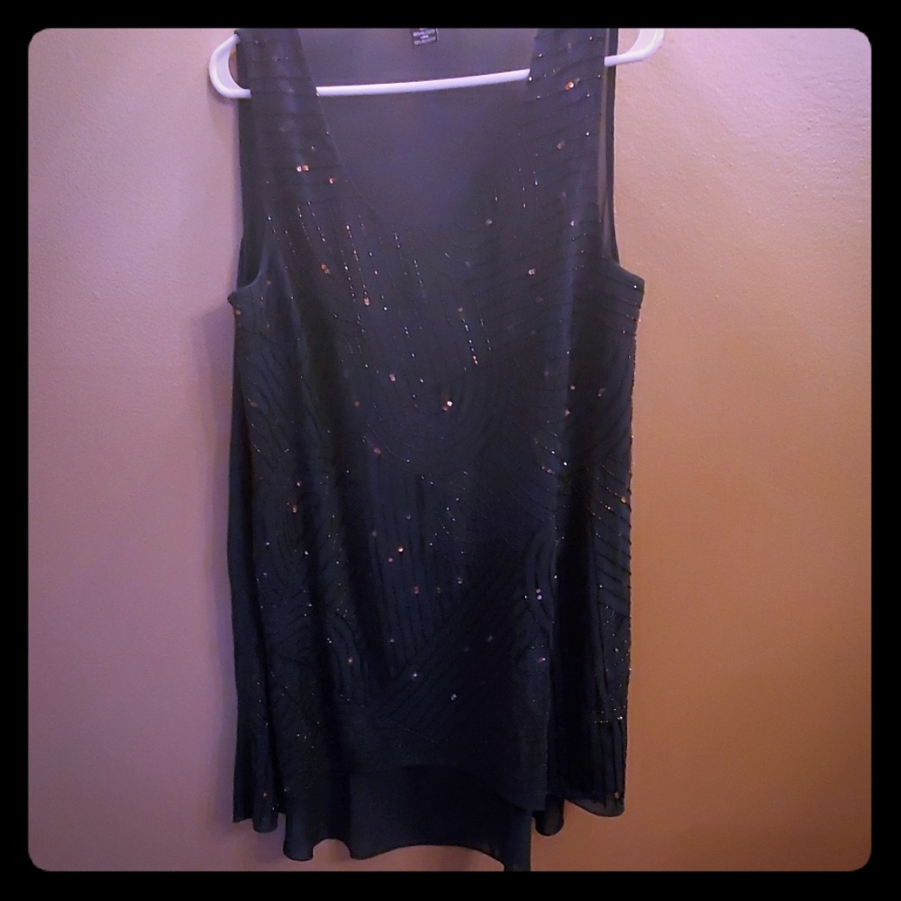🤑sale🤑Midnight velvet sequined high low top